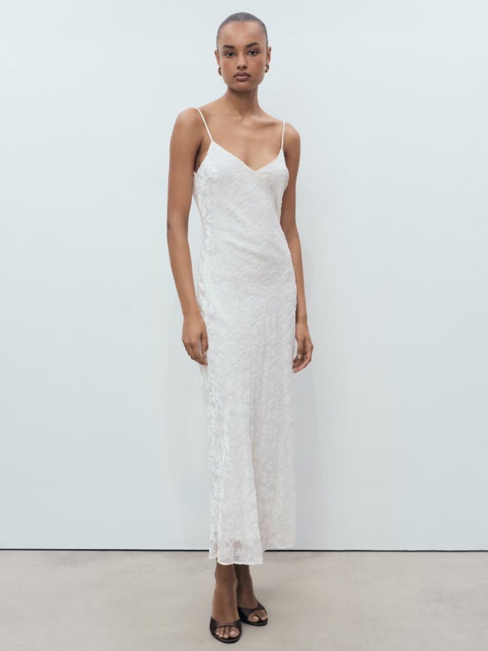 MANGO Devoré floral dress, Off white, Size 4